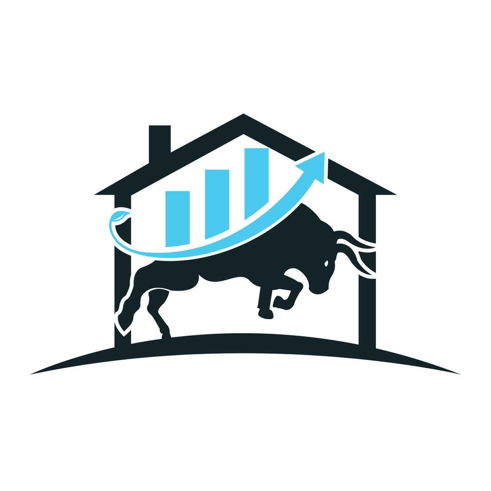 Financial bull logo design. Trade Bull Chart, finance logo. vector