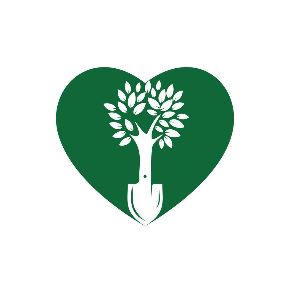 Shovel tree vector logo design. Green garden environment logo design template.