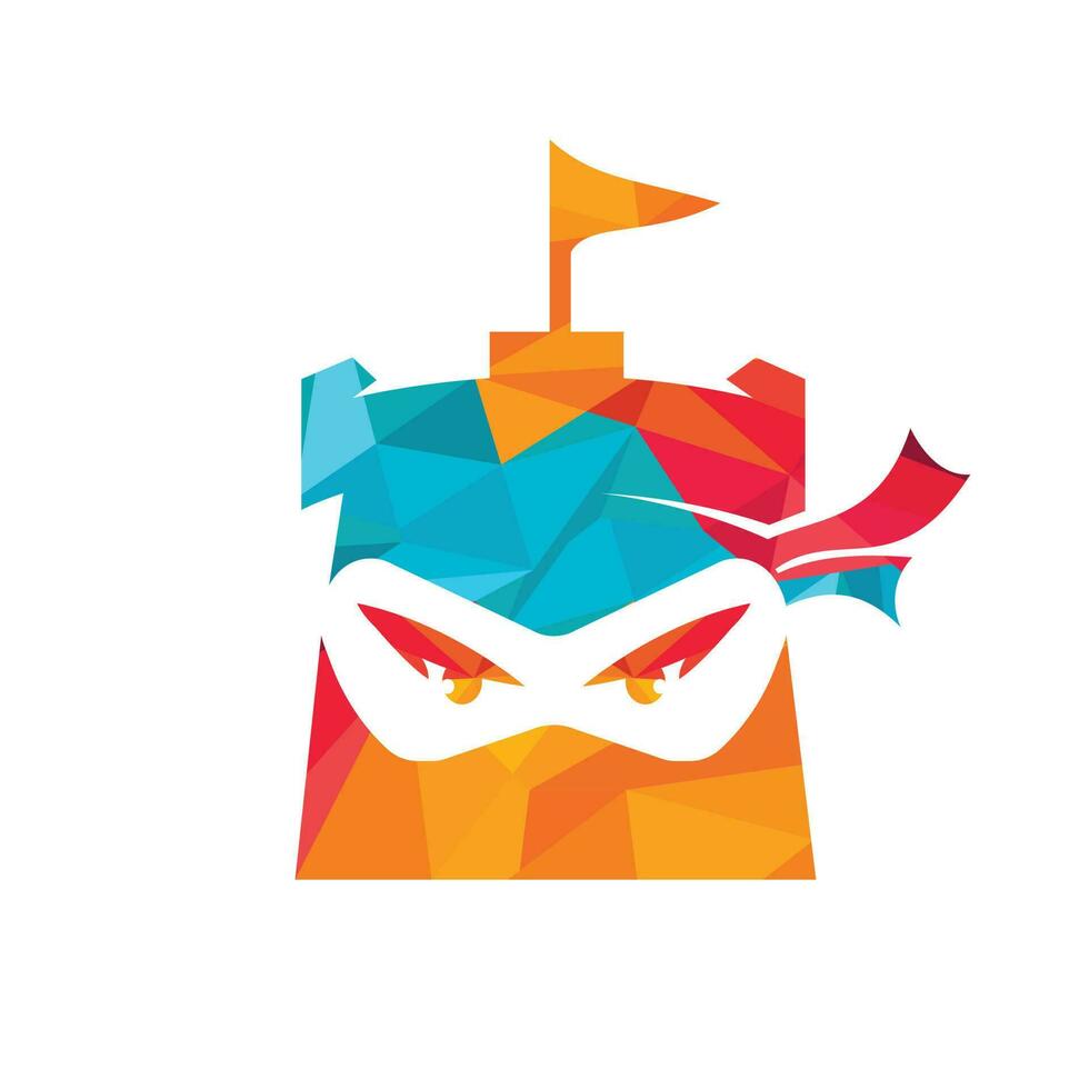 plantilla de diseño de logotipo de vector de castillo ninja.