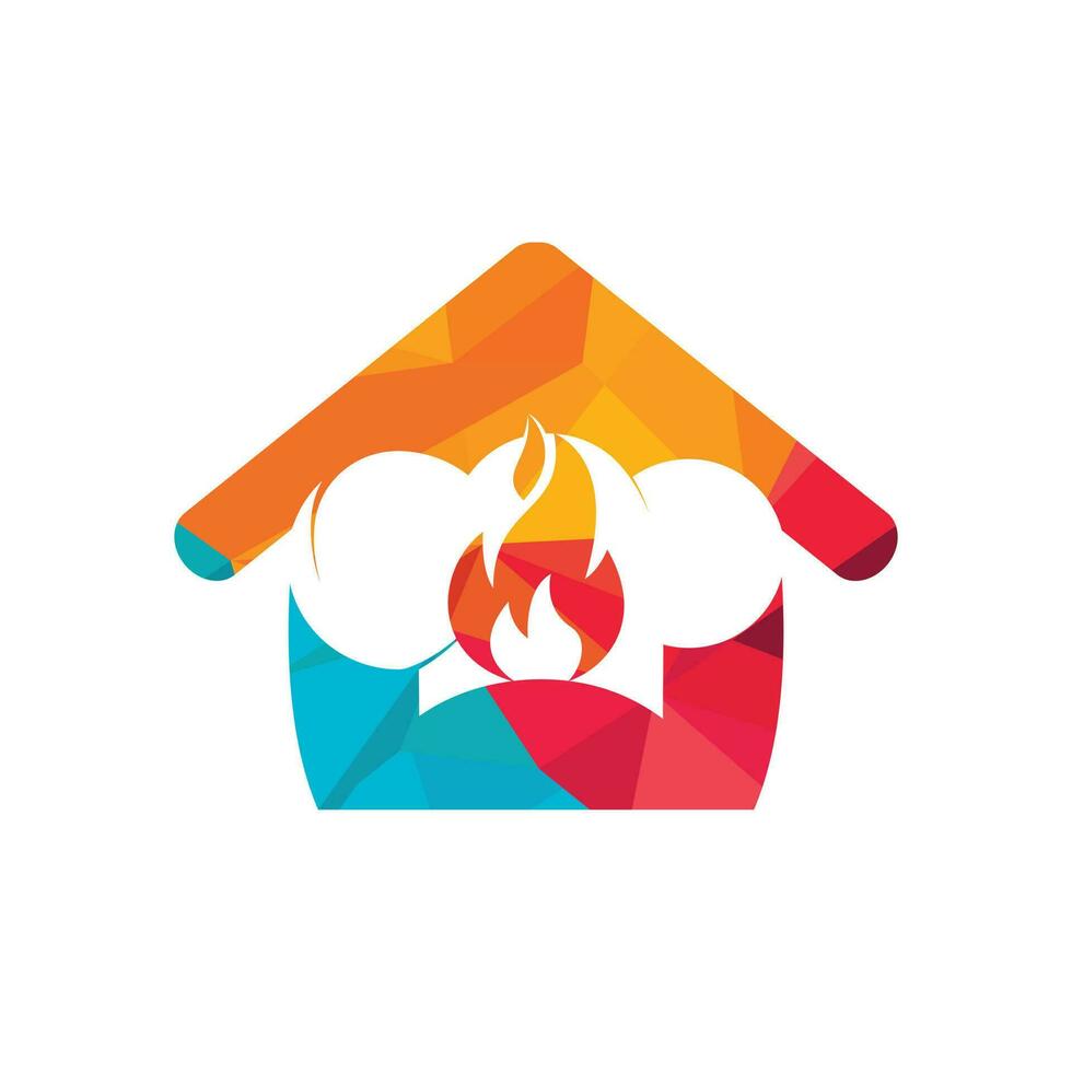 Hot chef hat vector logo design template. Chef hat and fire icon logo.