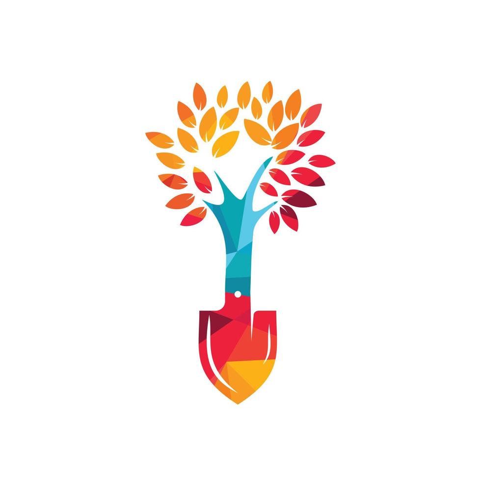 diseño de logotipo de vector de árbol de pala. plantilla de diseño de logotipo de entorno de jardín verde.