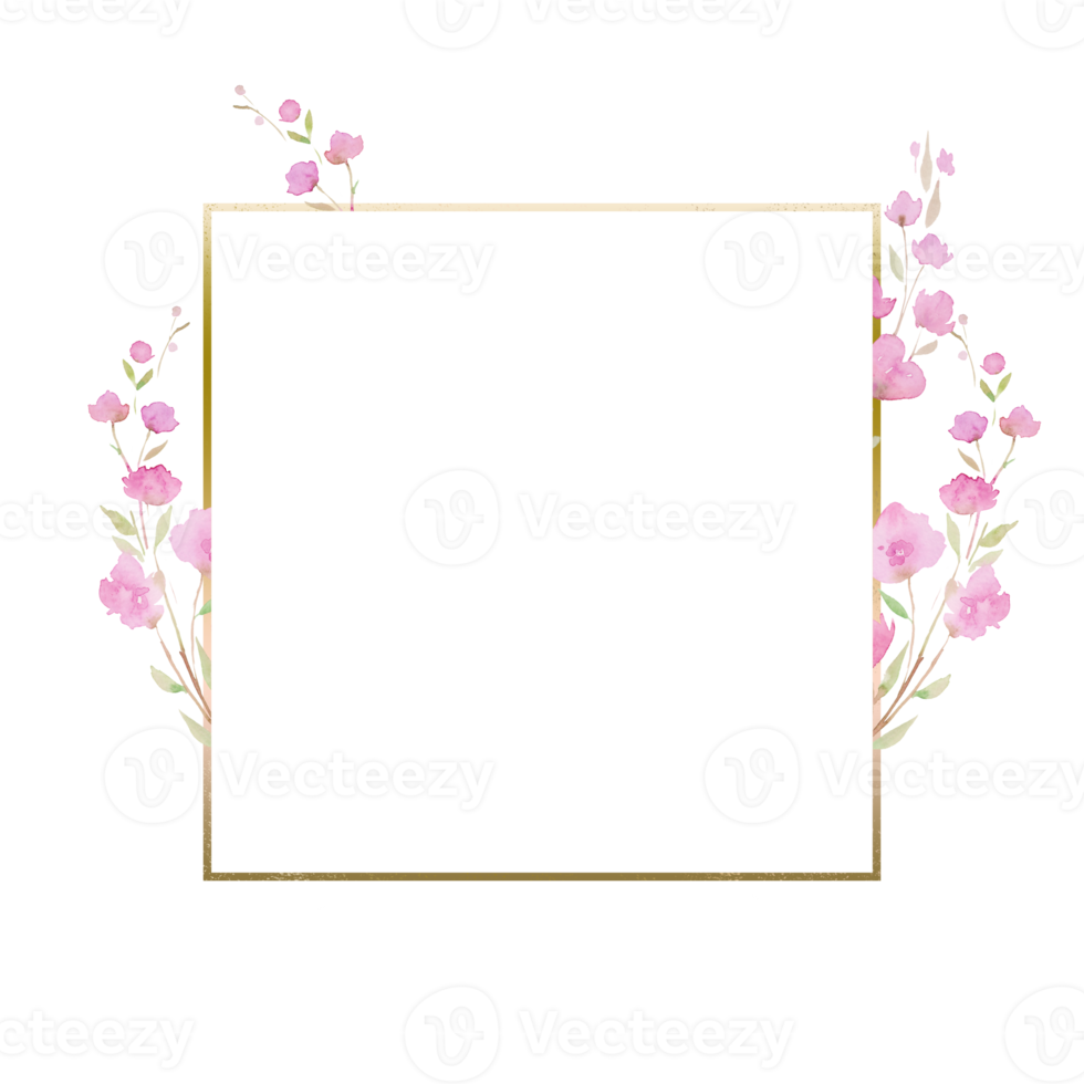 kader met kers bloesem, sakura, Afdeling met roze bloemen, waterverf illustratie. hand- tekening voor de ontwerp van uitnodigingen, kaarten, decoraties png