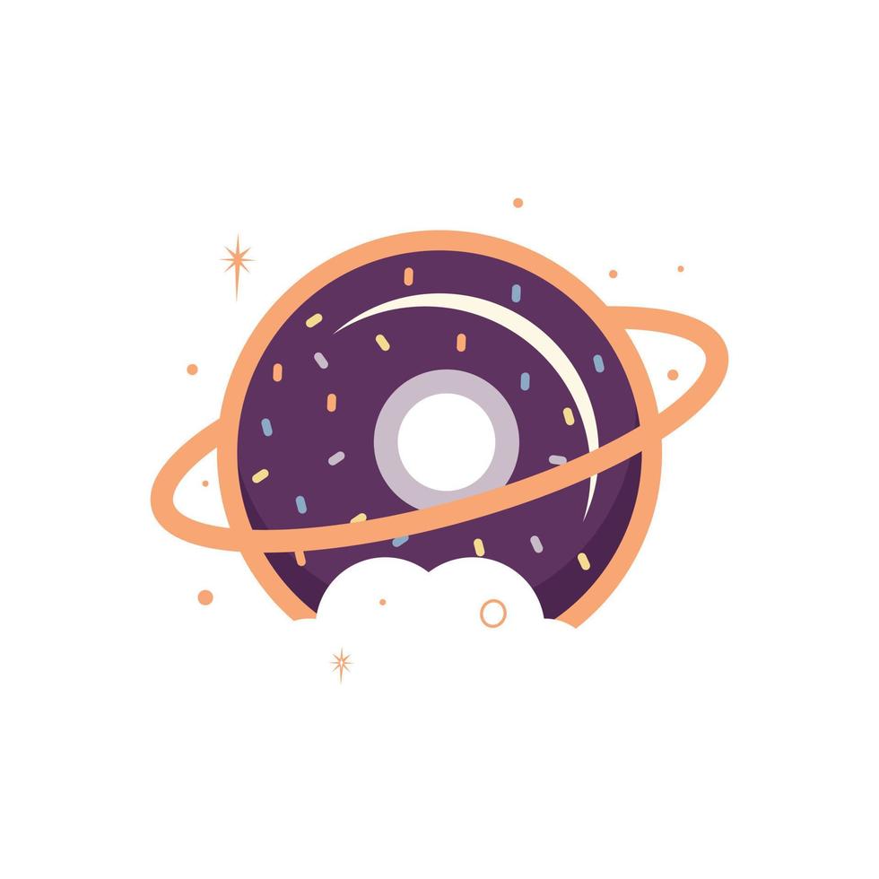 diseño del logotipo vectorial del planeta donut. plantilla de diseño de logotipo de panadería única. vector