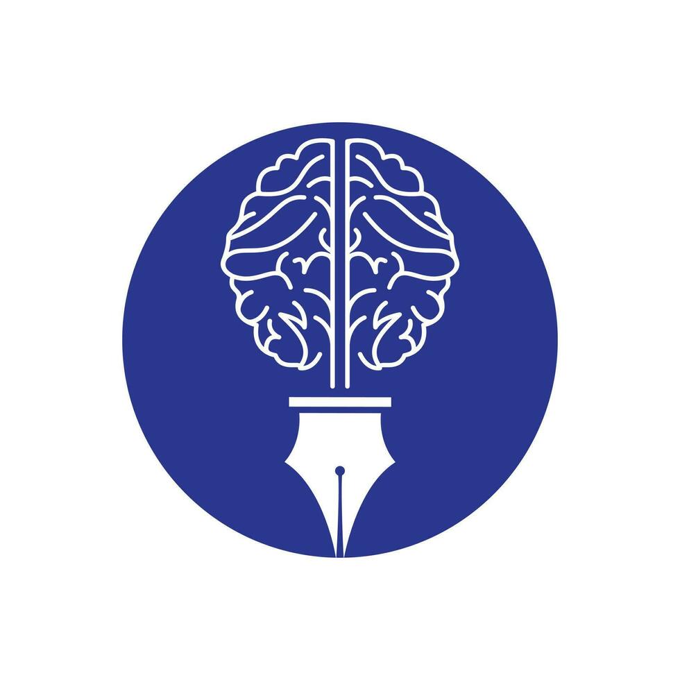 plantilla de diseño de logotipo de vector de pluma de cerebro.