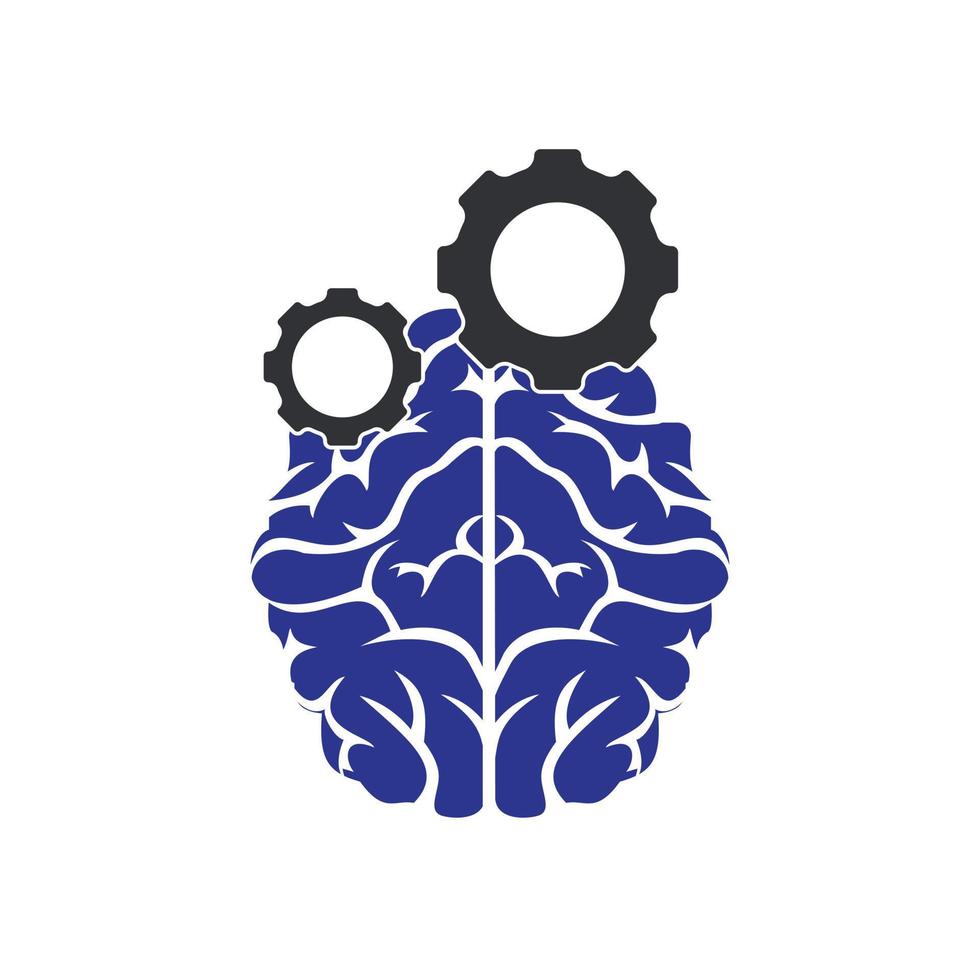 Brain and gear cog logo design. vector