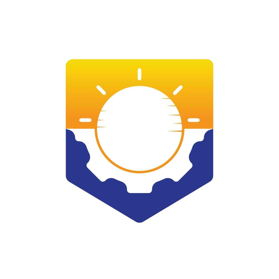 Sun gear vector logo design. Solar panel technology logo concept.