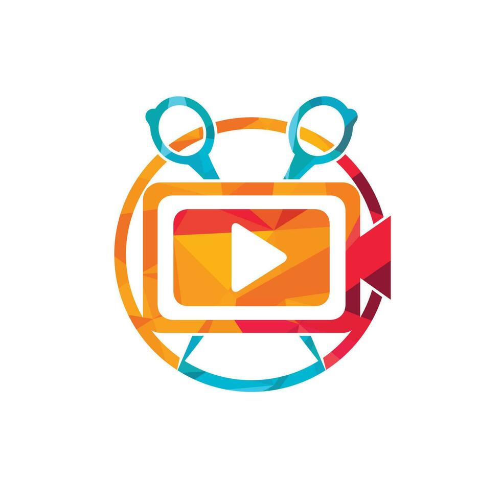 Movie film editor vector logo design. Video editing logo concept.