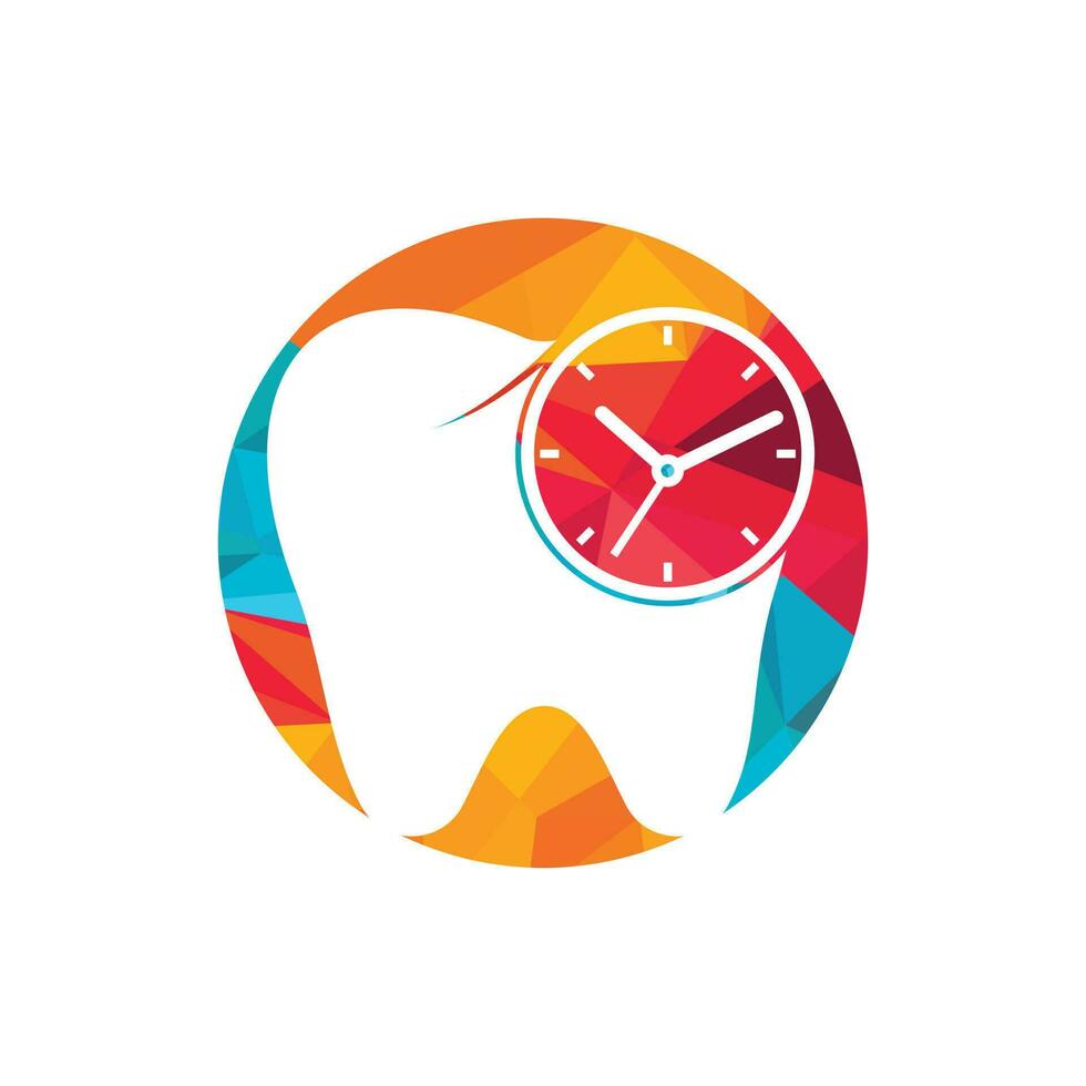 plantilla de diseño de logotipo de vector de tiempo dental. diseño de icono de reloj y diente humano.