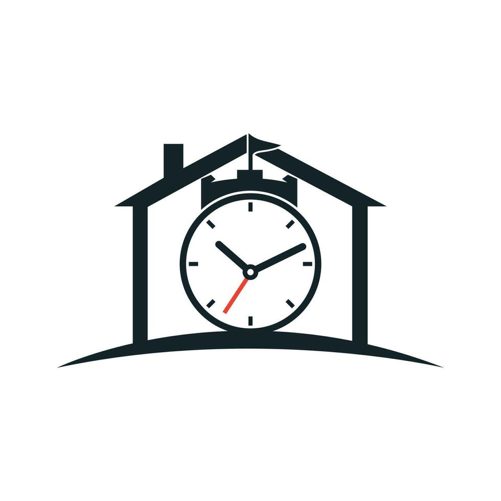 Clock castle vector logo design.