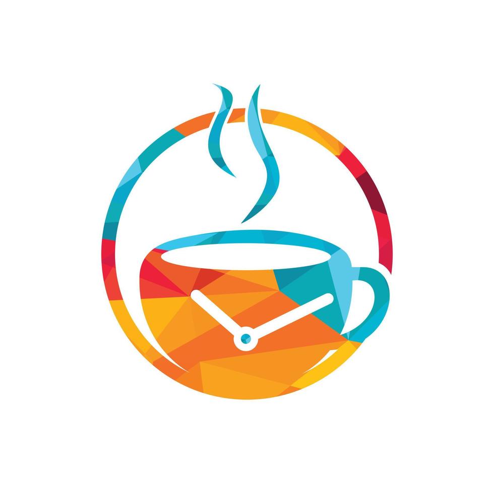 Coffee time vector logo design. Coffee cup time clock concept design.