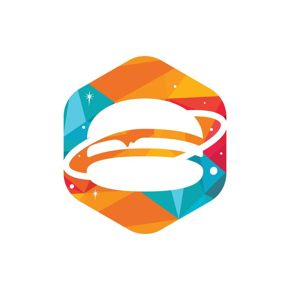 Burger planet vector logo design. Food cafe and restaurant logo concept.