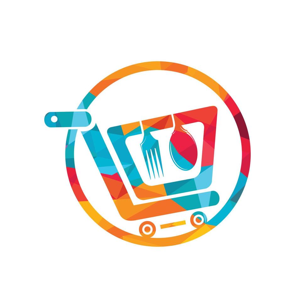 diseño del logotipo del vector de compras de alimentos.