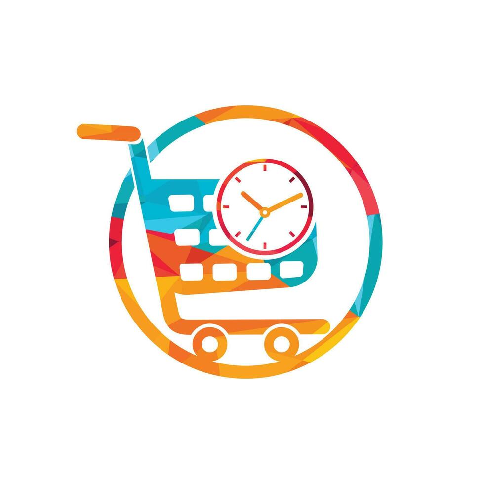 Shopping time vector logo design template.