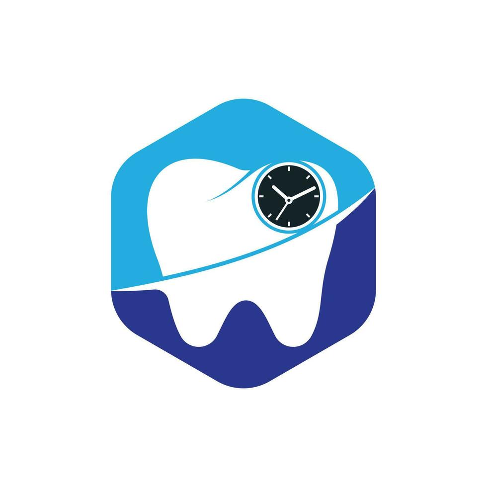Dental time vector logo design template. Human tooth and clock icon design.