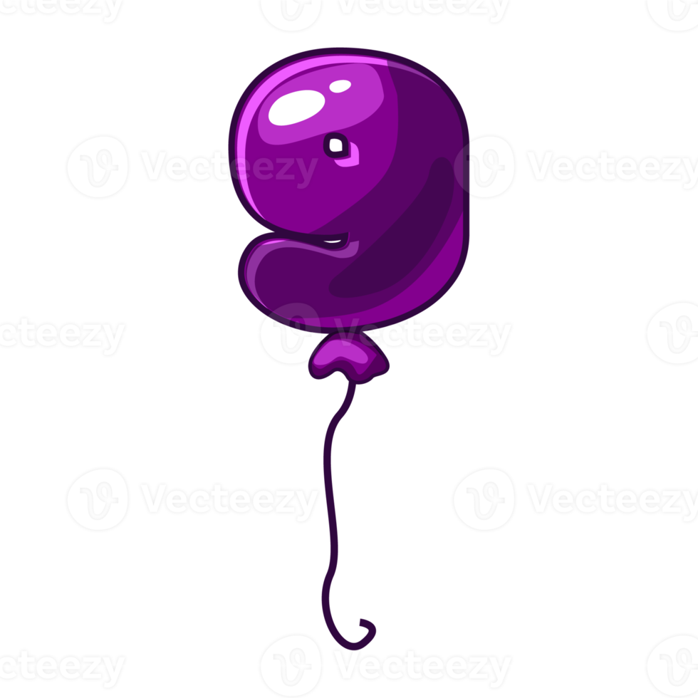 Cartoon balloon number 9 font kids numbers. Figure Nine. png