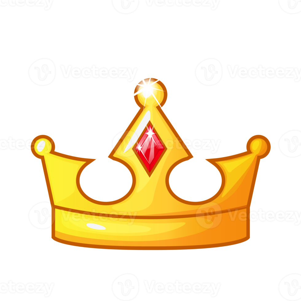 Golden crown, isolated cartoon object png