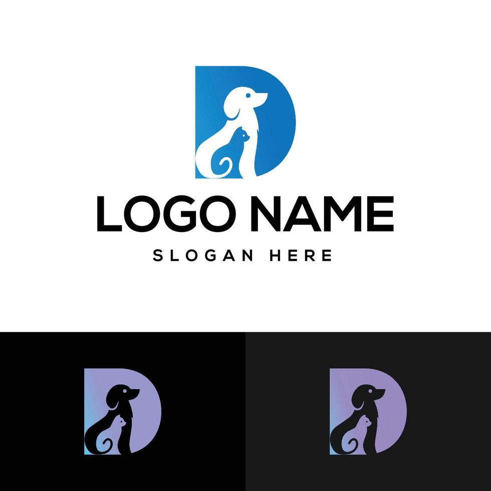 perro con diseño de logotipo de letra d, diseño de logotipo de perro de letra inicial d stock vector.eps vector