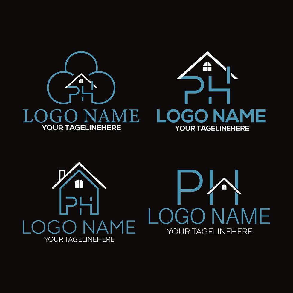 Creative letters of P H PH HP in vector for construction, home, real estate, building, property..eps