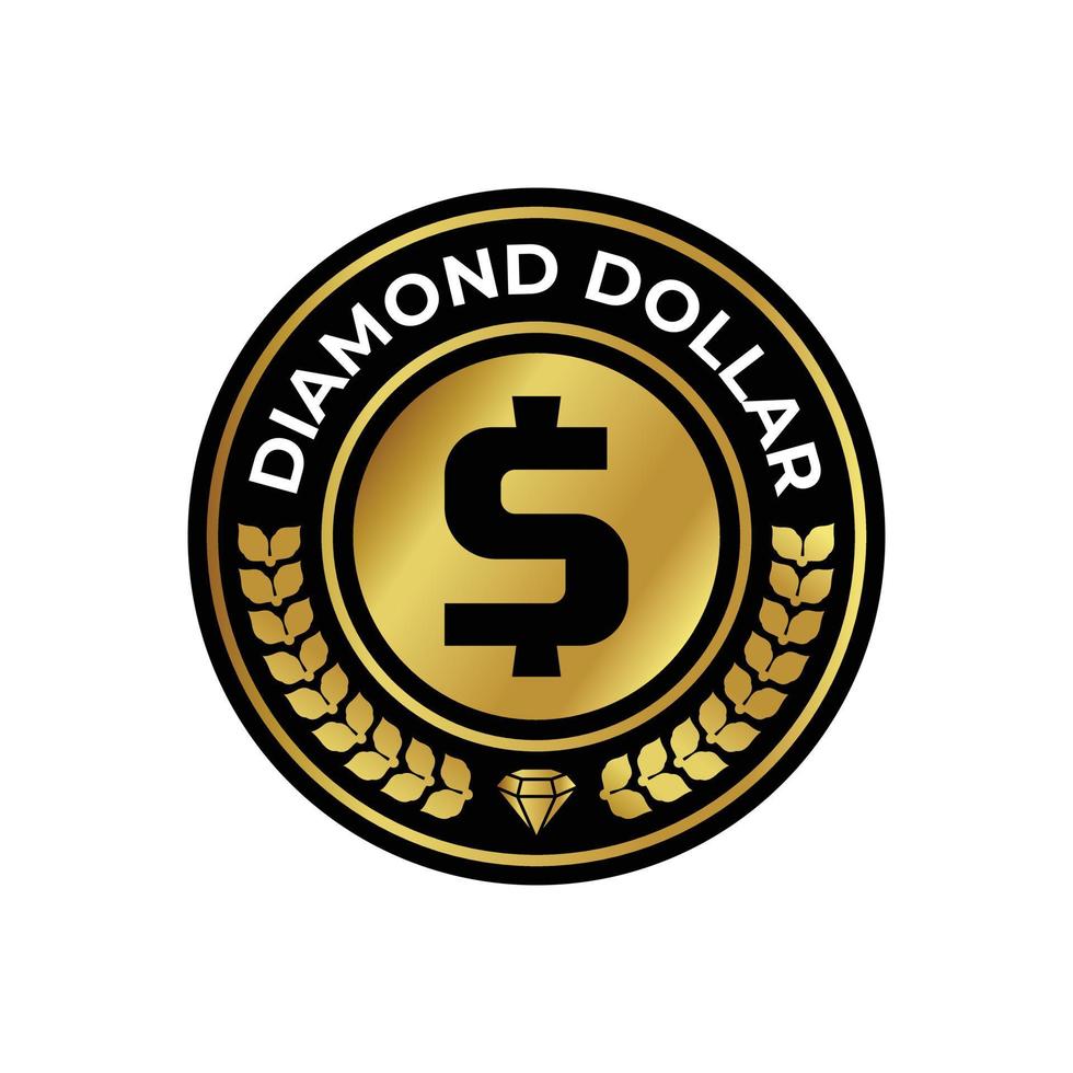 diamante dólar lujo oro insignia premium vector