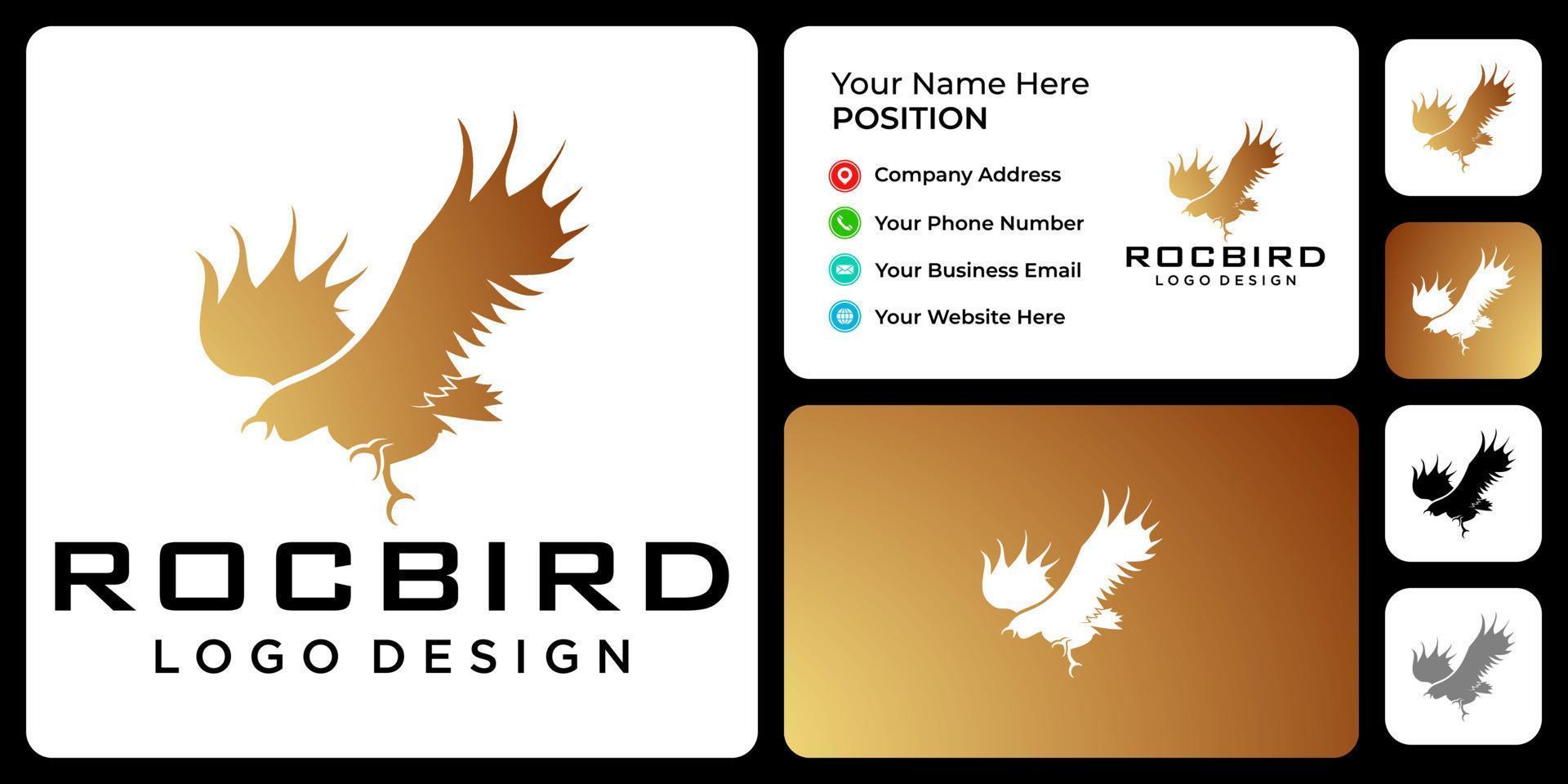 Bird logo design with business card template. vector