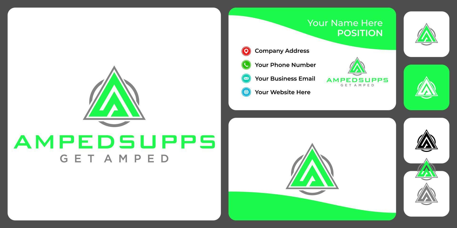 Letter A S monogram sport logo design with business card template. vector