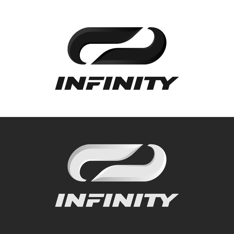 set of black and white modern infinity logo vector