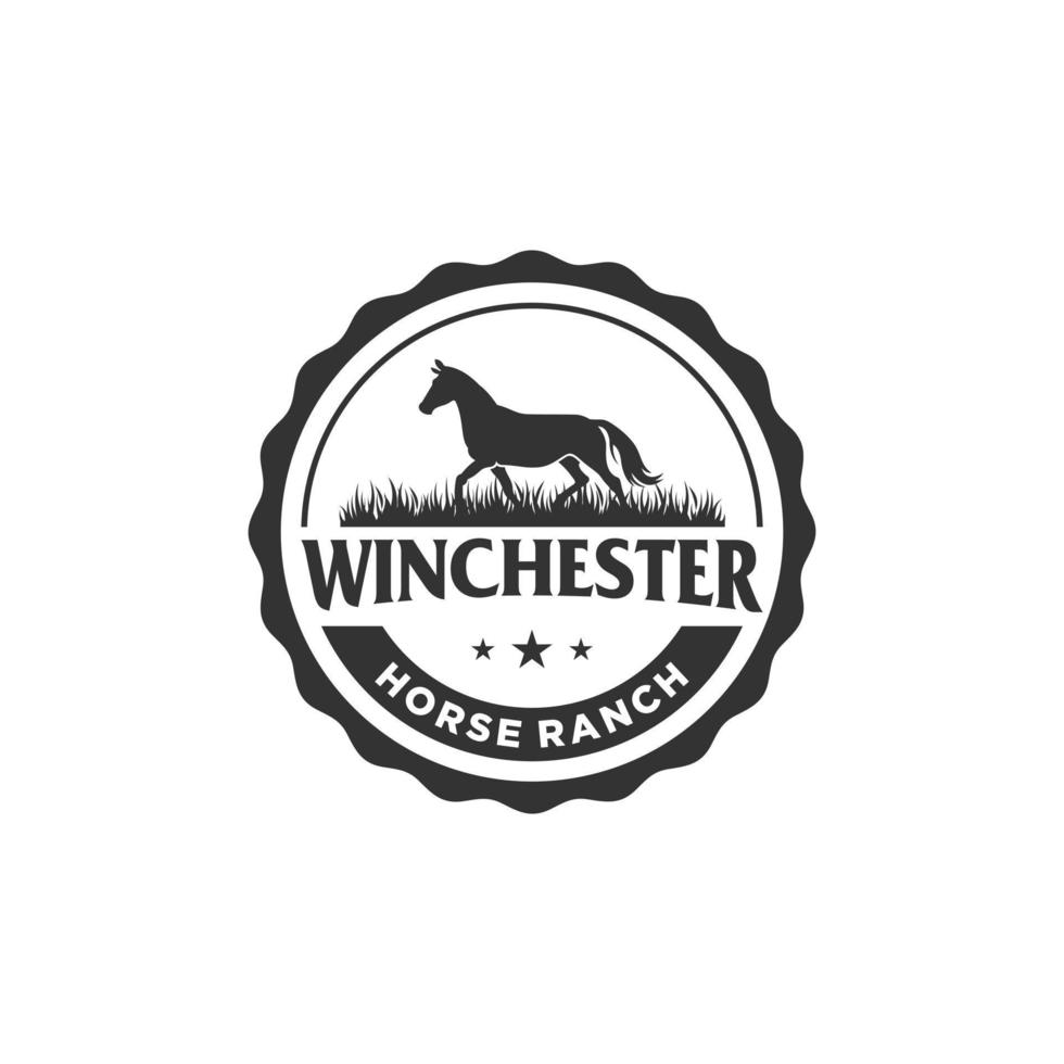 rancho de caballos winchester con hierba y estrellas vector