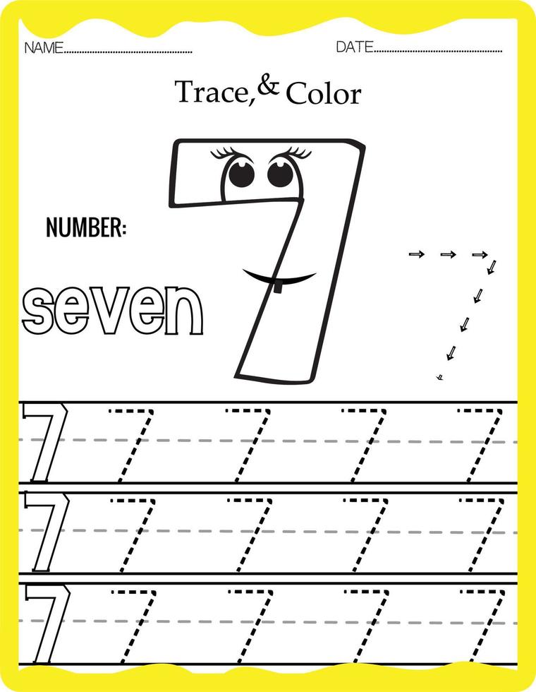 Handwriting pages for writing numbers Learning numbers, Numbers tracing worksheet for kindergarten. vector