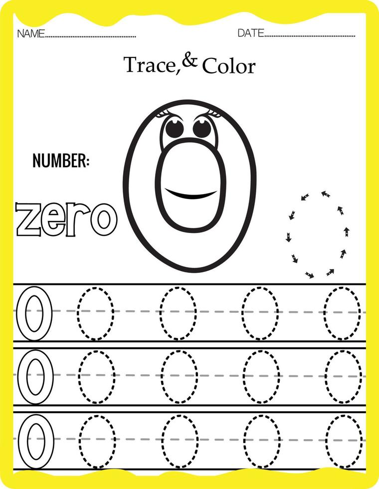 Handwriting pages for writing numbers Learning numbers, Numbers tracing worksheet for kindergarten. vector