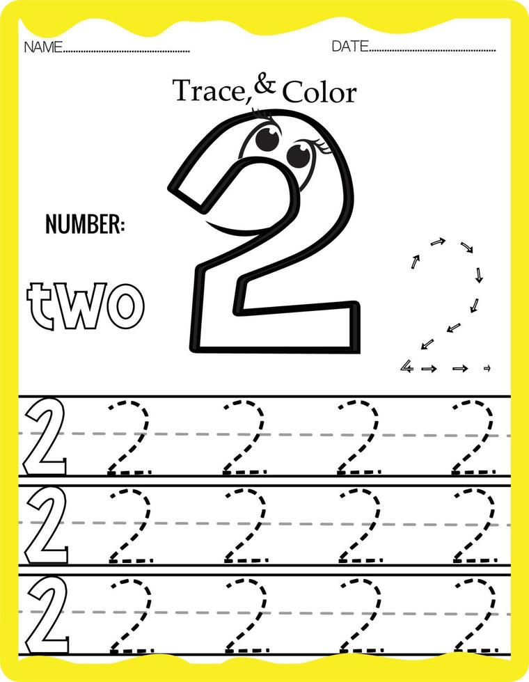 Handwriting pages for writing numbers Learning numbers, Numbers tracing worksheet for kindergarten. vector