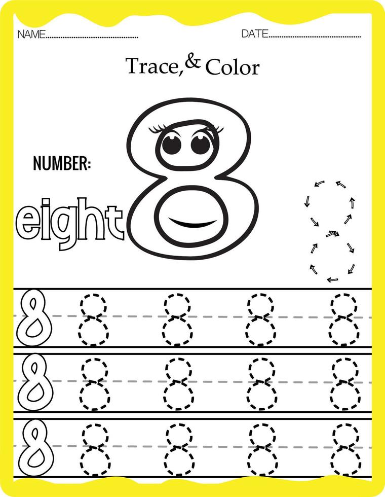 Handwriting pages for writing numbers Learning numbers, Numbers tracing worksheet for kindergarten. vector