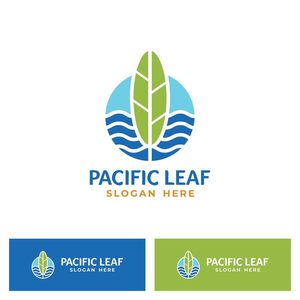 eco friendly green and blue pacific leaf logo vector