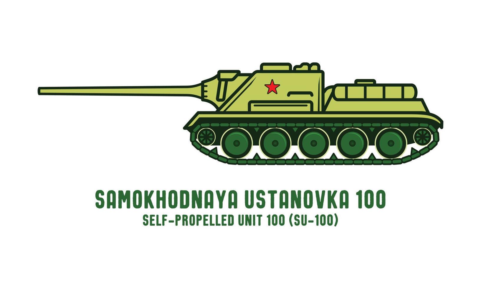 world war 2 samokhodnaya ustanovka 100 military russian tank vector