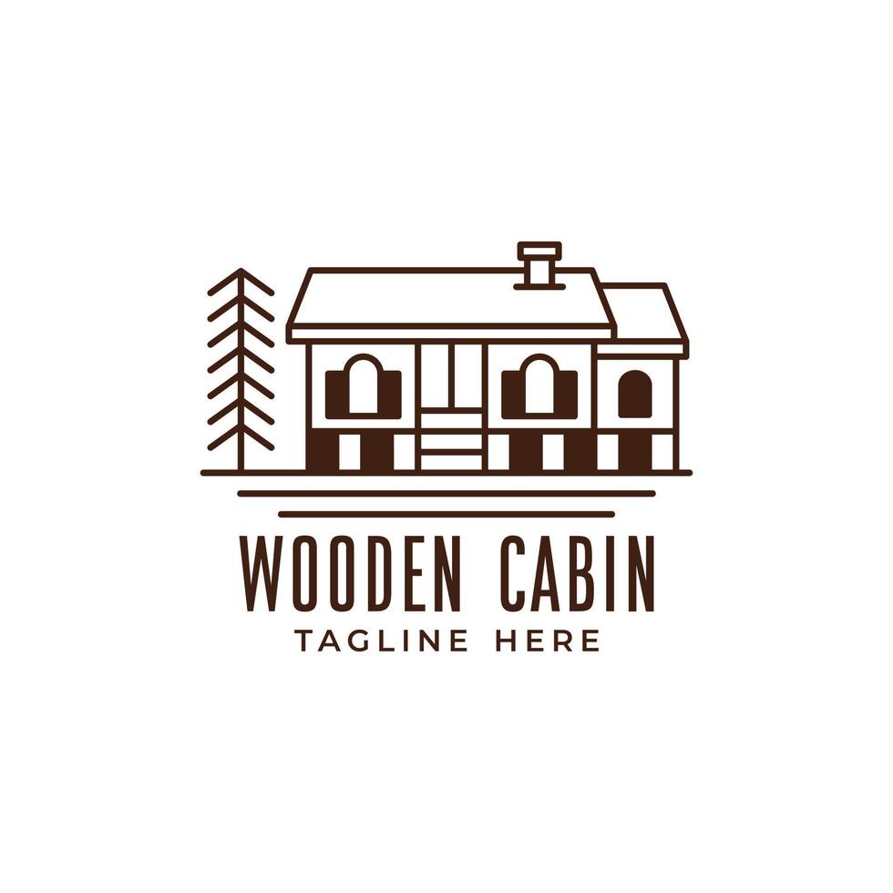 minimalist brown wooden cabin real estate vector