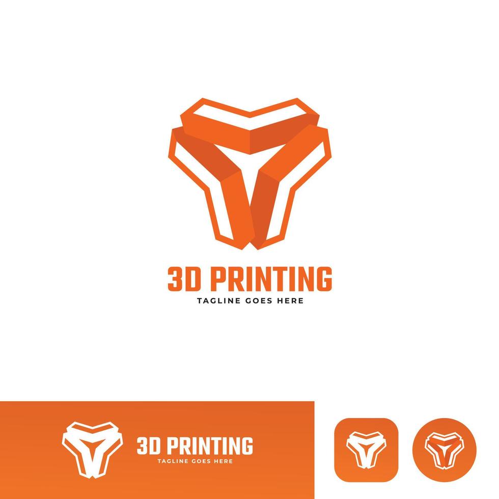 3d printing company logo template with app icon vector