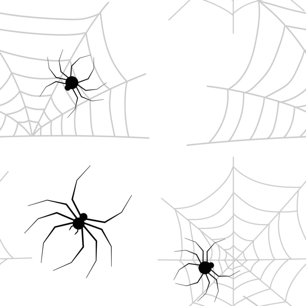 patrones de halloween con araña y red vector