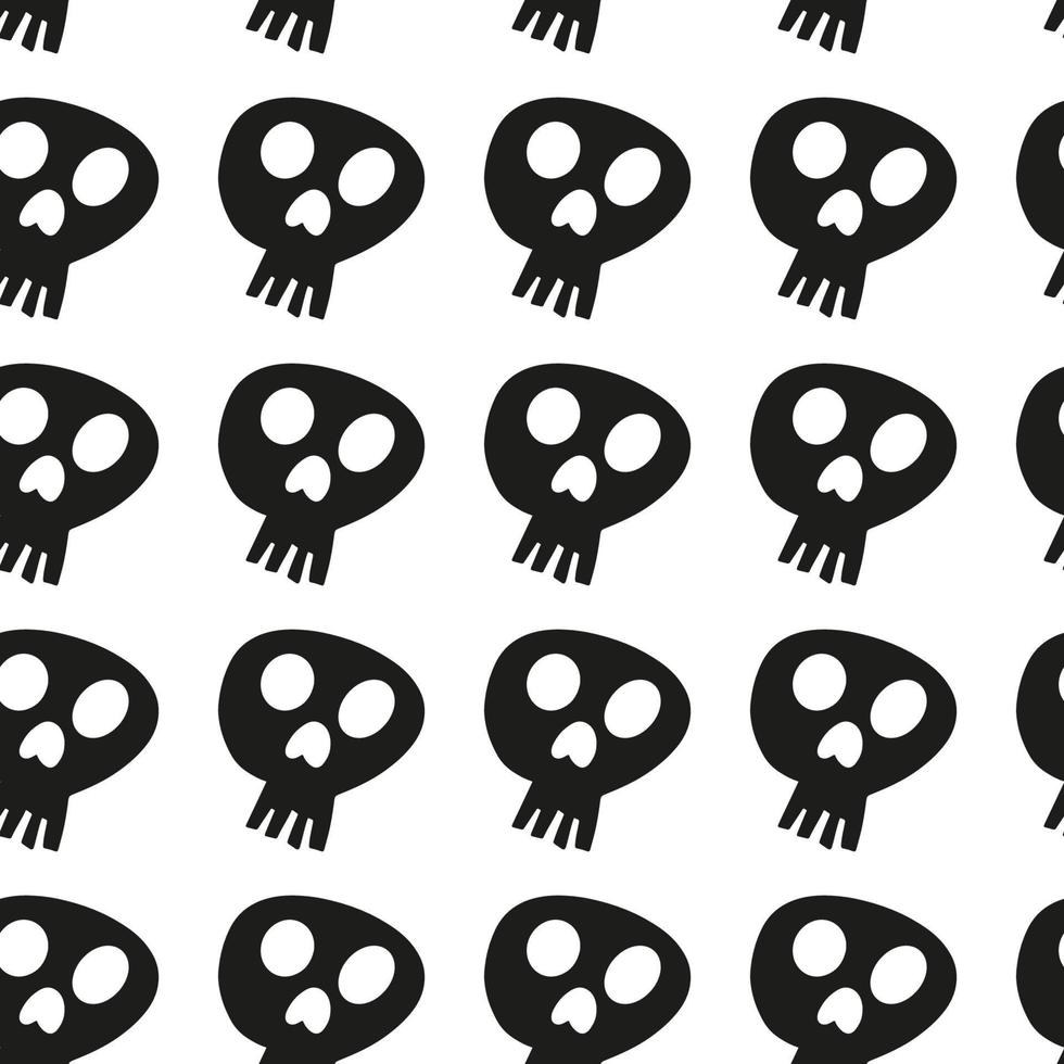 Vector halloween seamless patterns. Cartoon skulls. Halloween elements for scrap-booking. Illustration for seasonal design, textile, decoration  or greeting card. Hand drawn prints and doodle.
