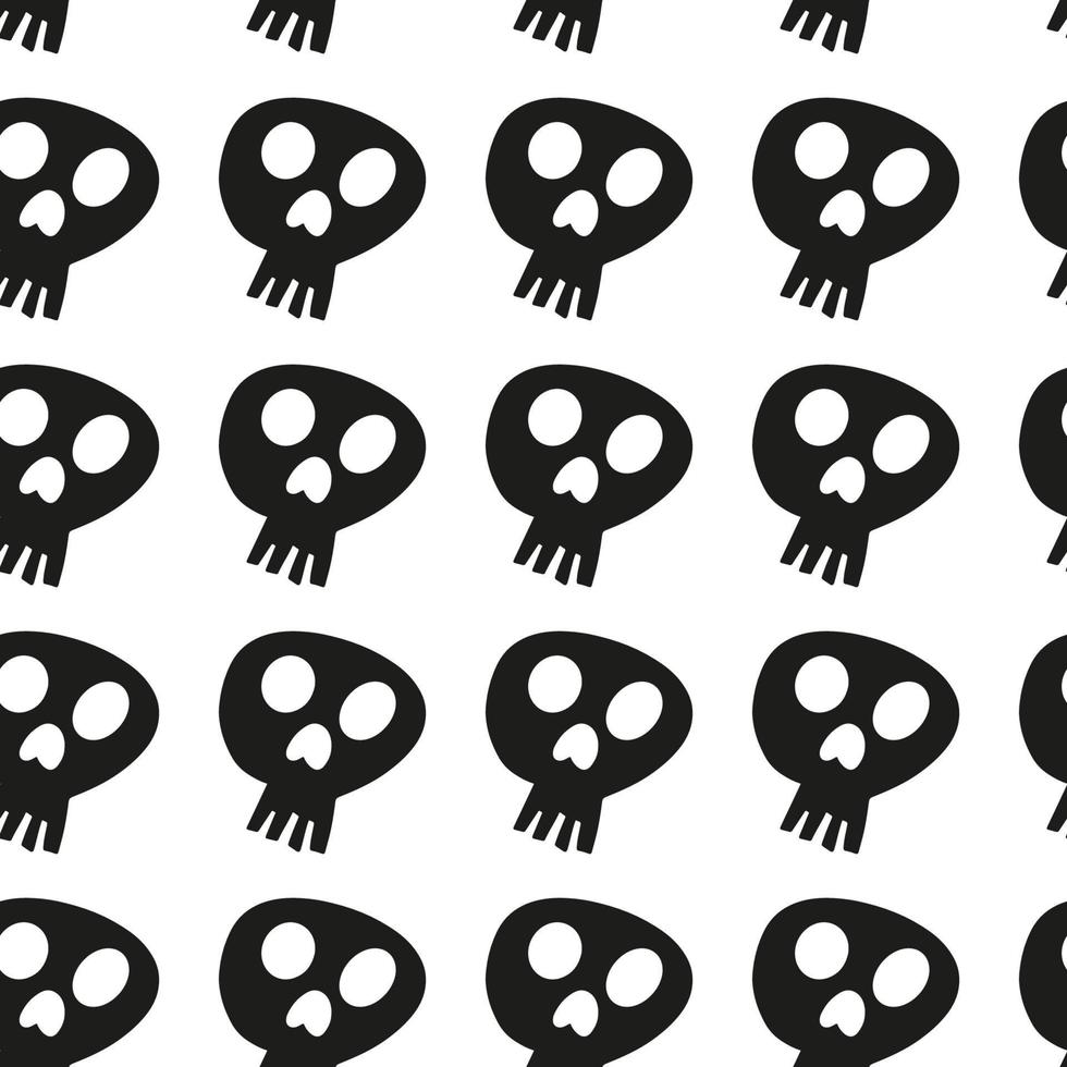 Vector halloween seamless patterns. Cartoon skulls. Halloween elements for scrap-booking. Illustration for seasonal design, textile, decoration  or greeting card. Hand drawn prints and doodle.