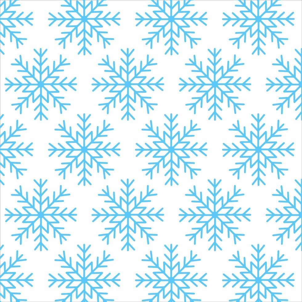 Cute Christmas seamless pattern with snowflakes isolated on white background. Happy new year wallpaper and wrapper for seasonal design, textile, decoration, greeting card. Hand drawn prints and doodle vector