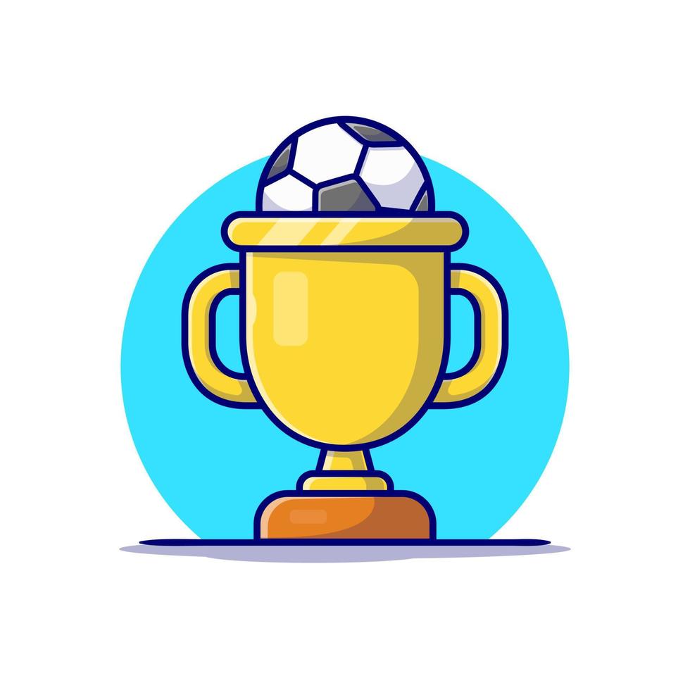 ilustración de icono de vector de dibujos animados de thropy de oro de fútbol. concepto de icono de objeto deportivo vector premium aislado. estilo de dibujos animados plana