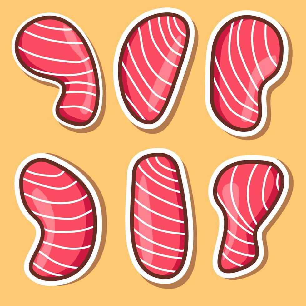 rebanada de carne, con diferentes formas de ilustración y vector