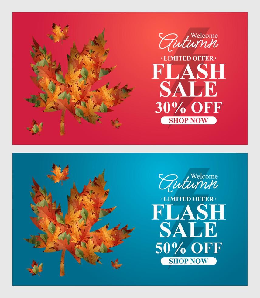 fondos de venta de otoño con hojas, plantilla de otoño feliz, pancartas, carteles, plantillas de diseño de portada, historias de papel tapiz de medios sociales vector