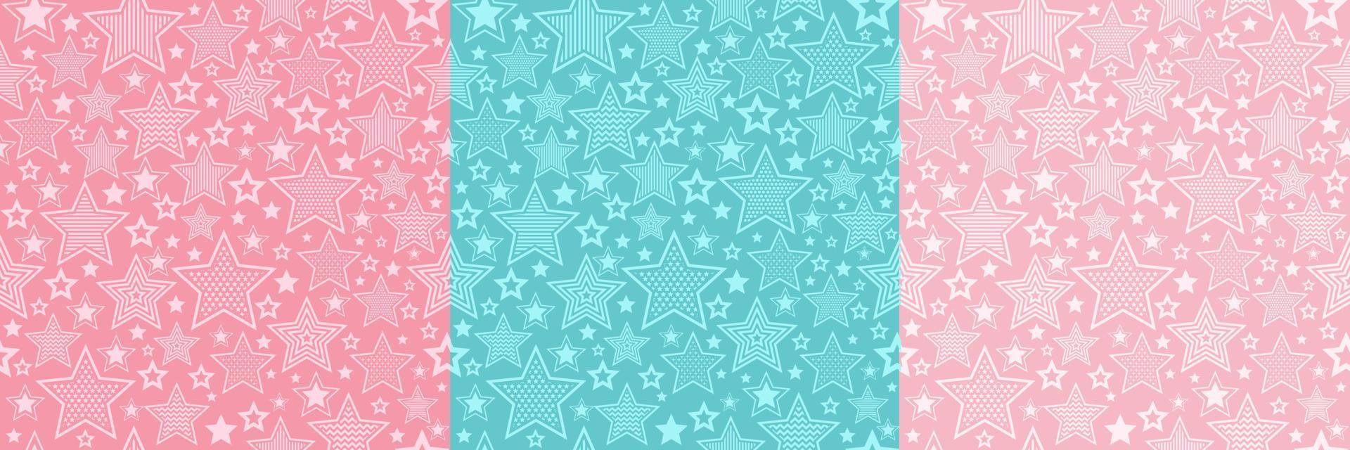 Various stars pattern doodle collection vector seamless pattern.eps