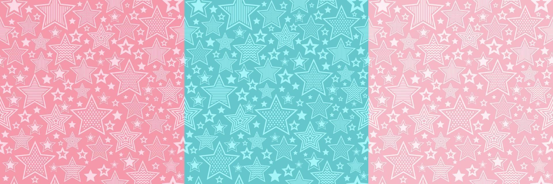 Various stars pattern doodle collection vector seamless pattern.eps