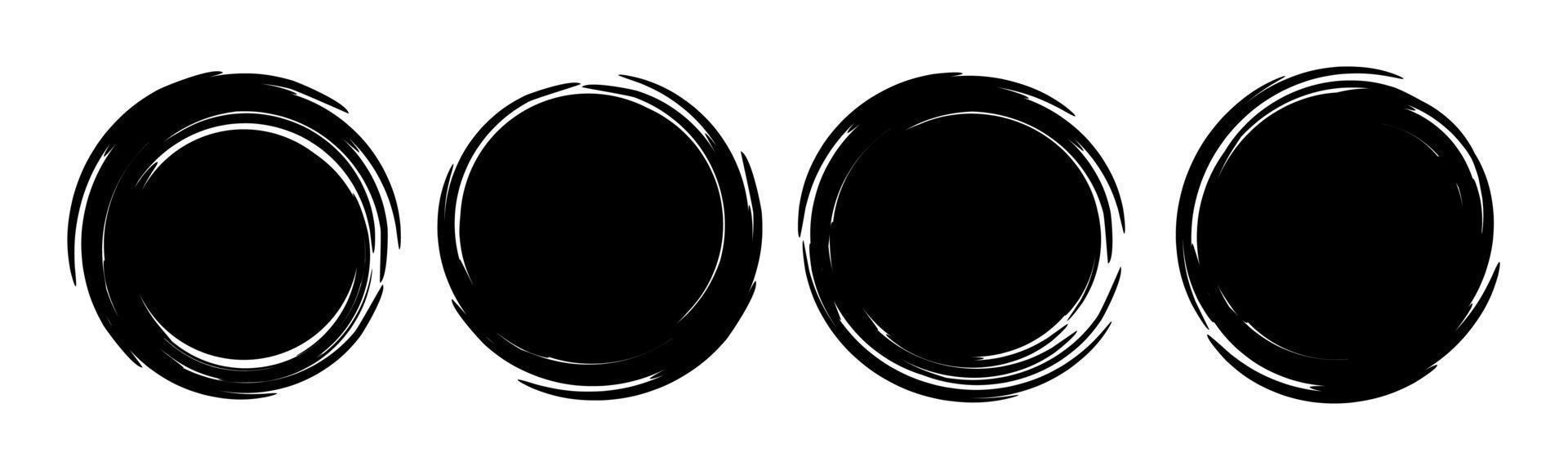 Paint Brush Stroke Circle Isolated Set of grunge round frames.eps