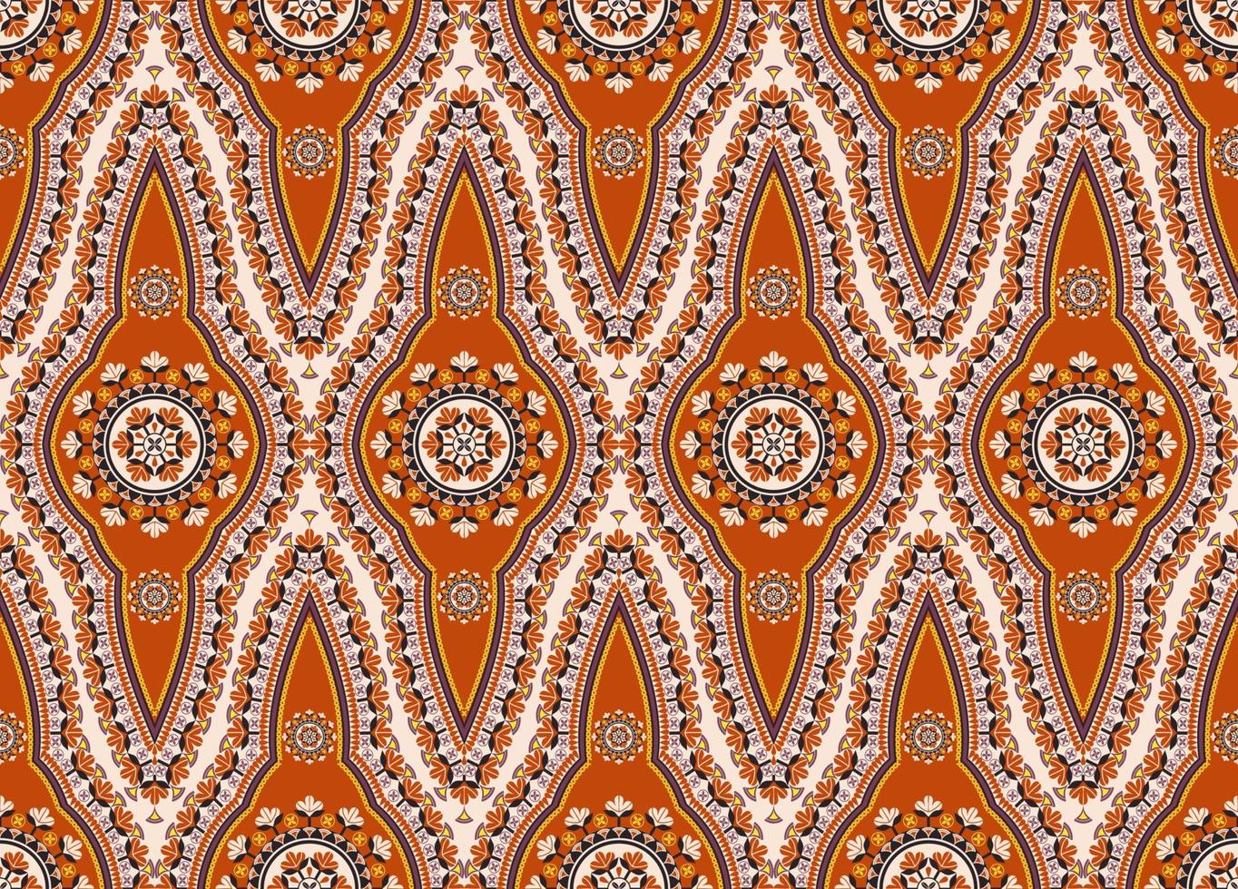 Ethnic west African dashiki colorful abstract floral shape seamless pattern background. Use for fabric, textile, interior decoration elements, upholstery, wrapping. vector