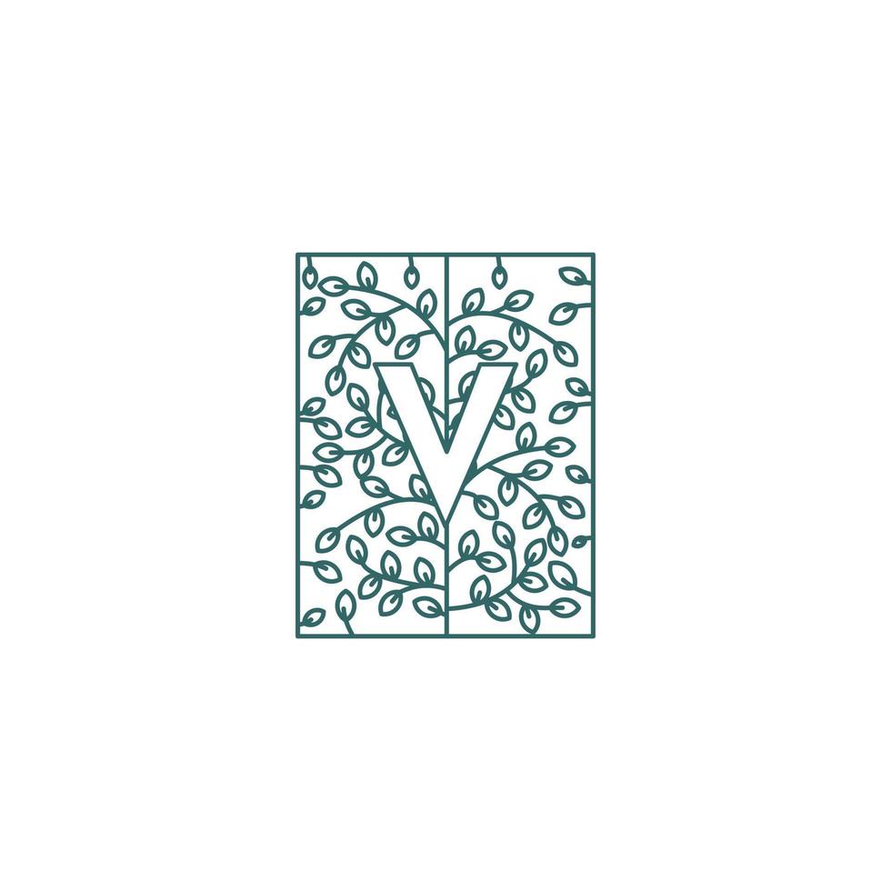 Simple Letter V Logo in Floral Ornament Initial Design Concept vector