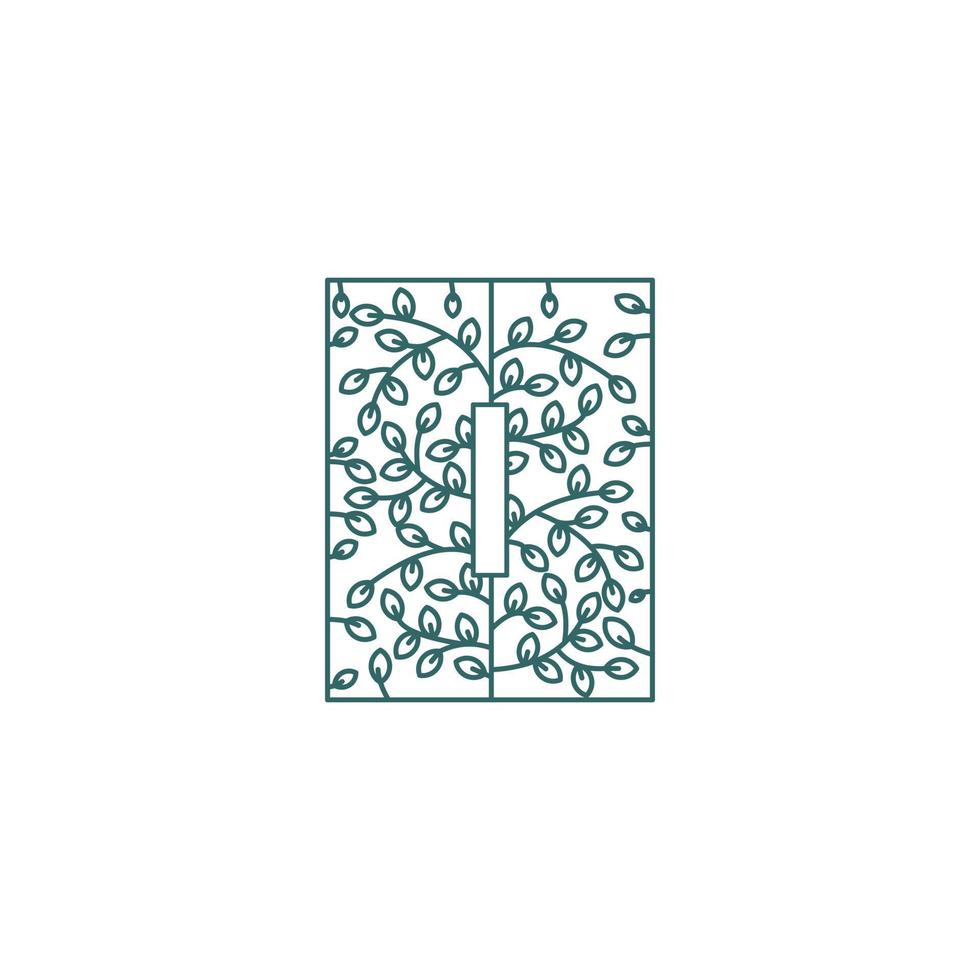 Simple Letter I Logo in Floral Ornament Initial Design Concept vector