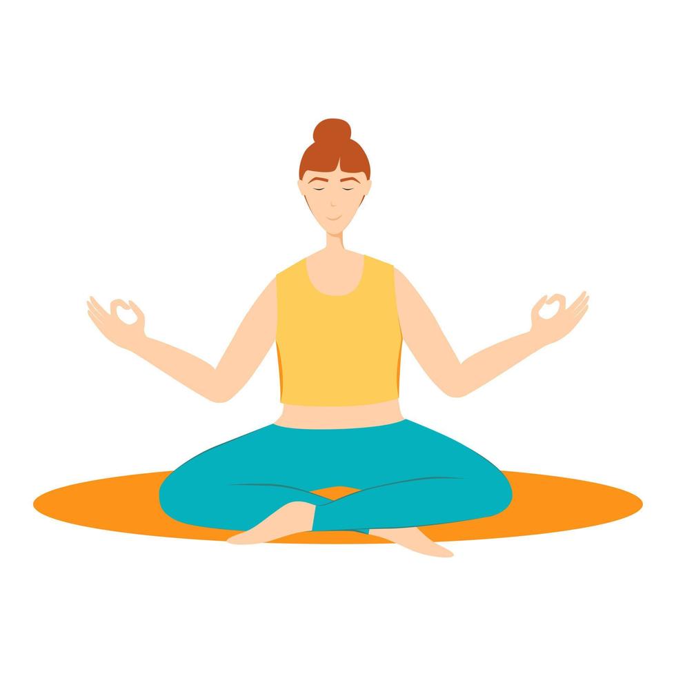 Young woman in yoga pose vector flat illustration 10952337 Vector Art ...