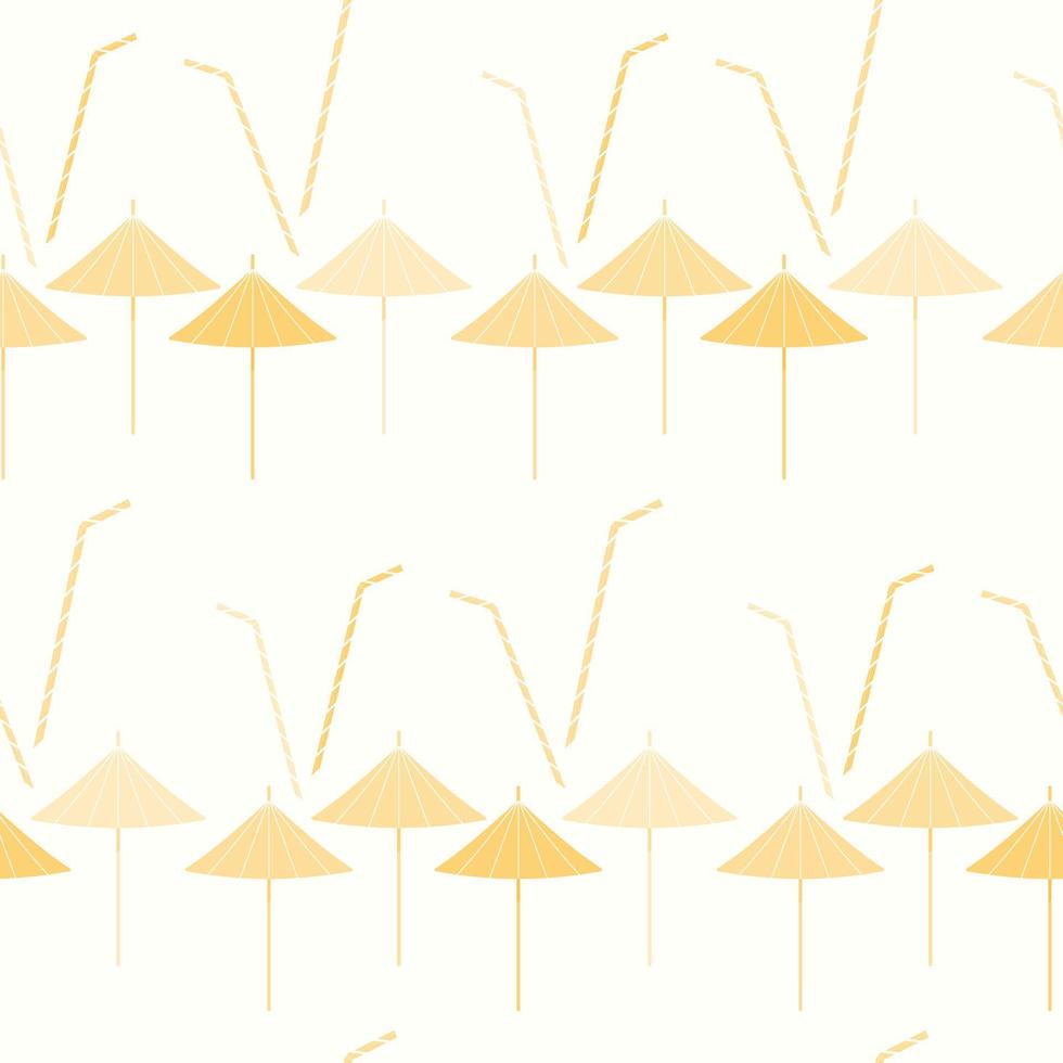 Abstract summer pattern with an image of cocktail accessories in monochrome sand shades. vector
